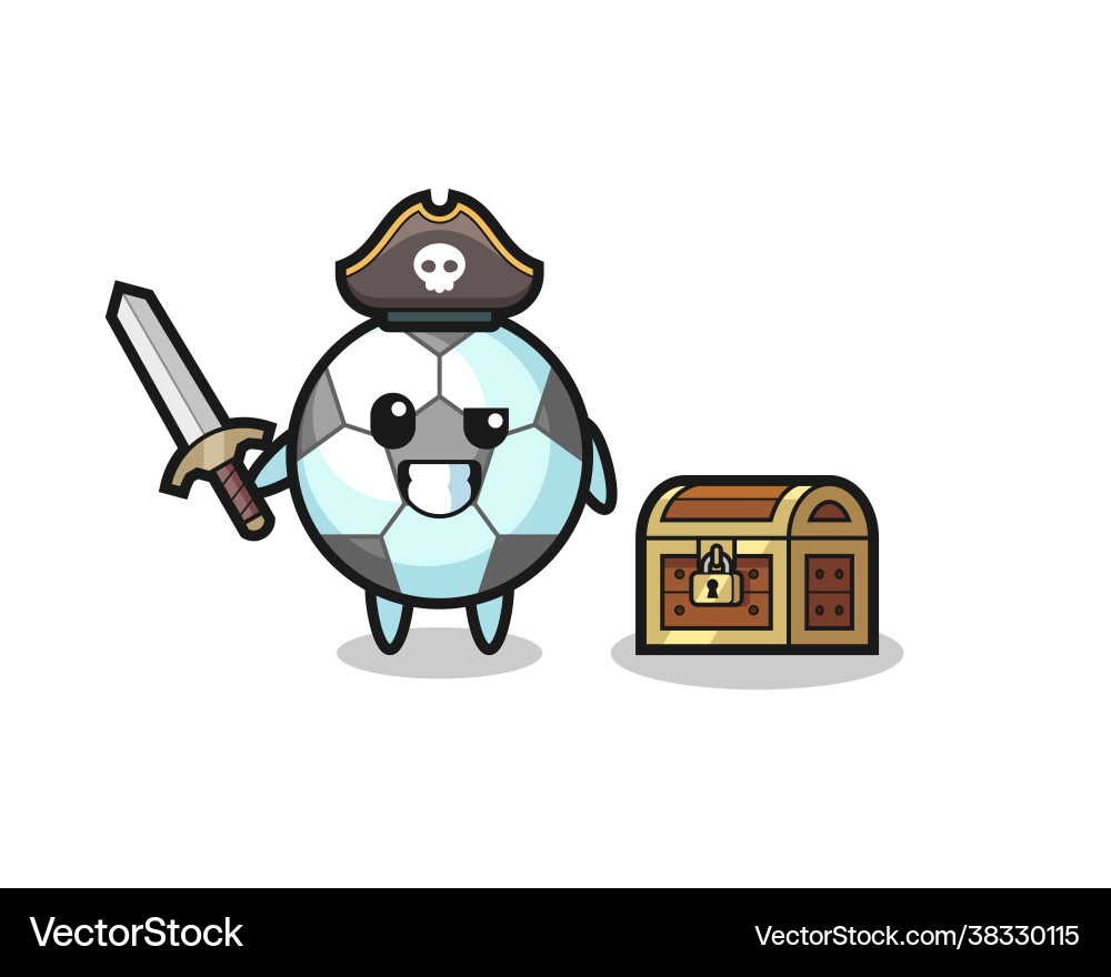 Football pirate character holding sword beside Football pirate character holding sword beside vector image