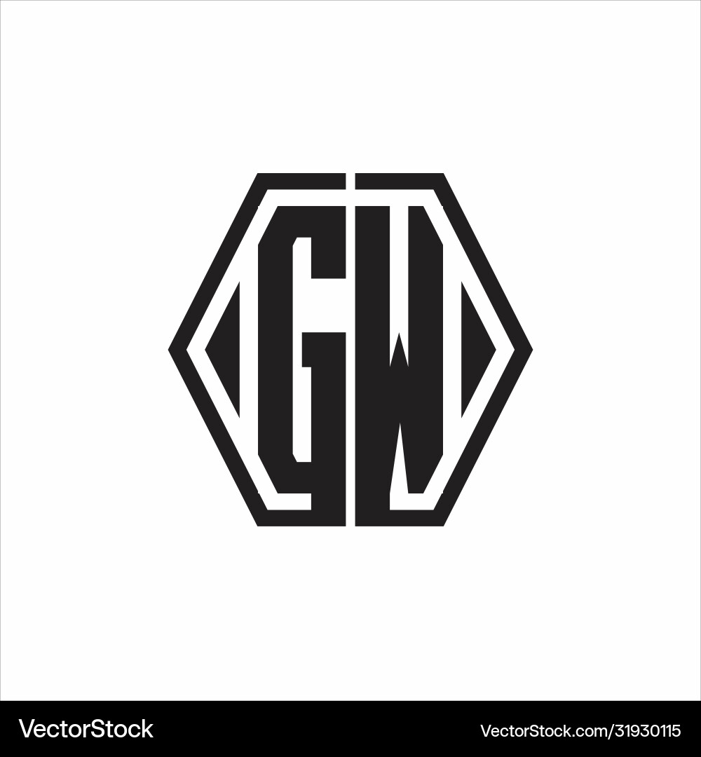 Gw logo monogram with hexagon line rounded design Gw logo monogram with hexagon line rounded design Vector Image