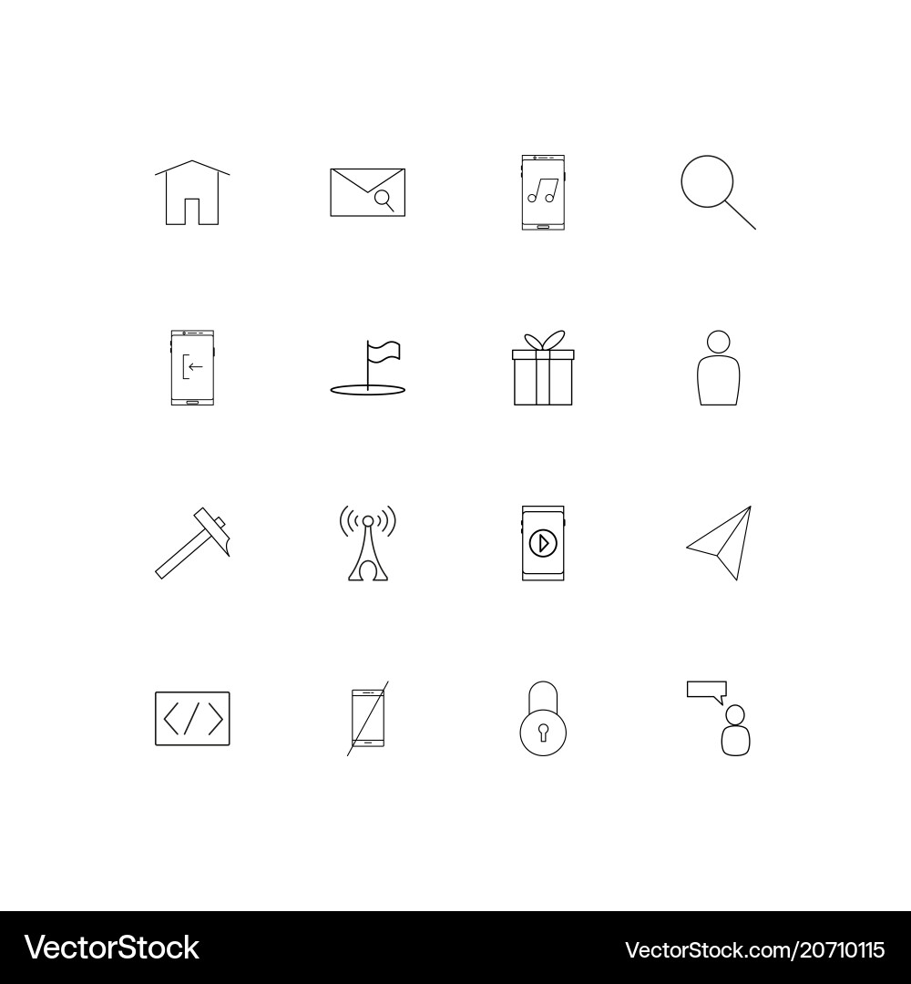 Internet of things simple linear icons set vector image