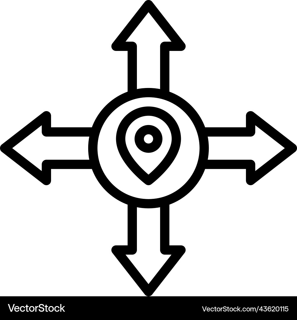 Intersection arrows icon location map vector image