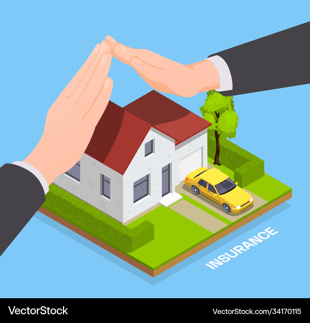 Isometric home insurance composition Isometric home insurance composition vector image
