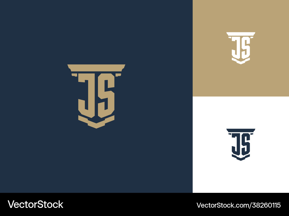 Js monogram initials logo design with pillar icon Vector Image