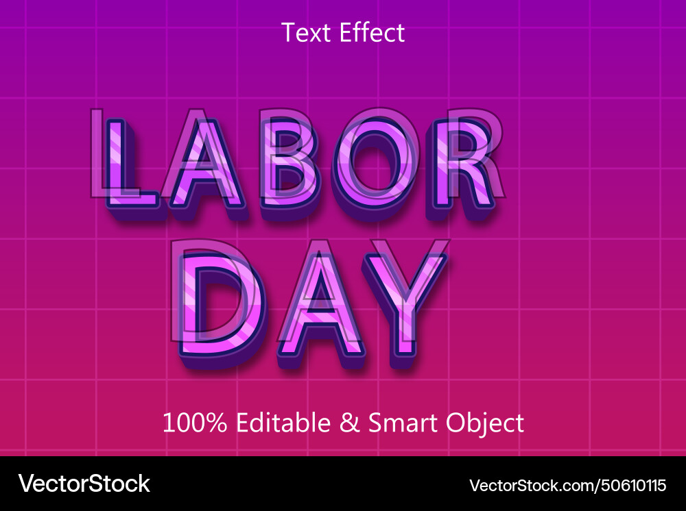 Labor day editable text effect 3 dimension emboss Vector Image