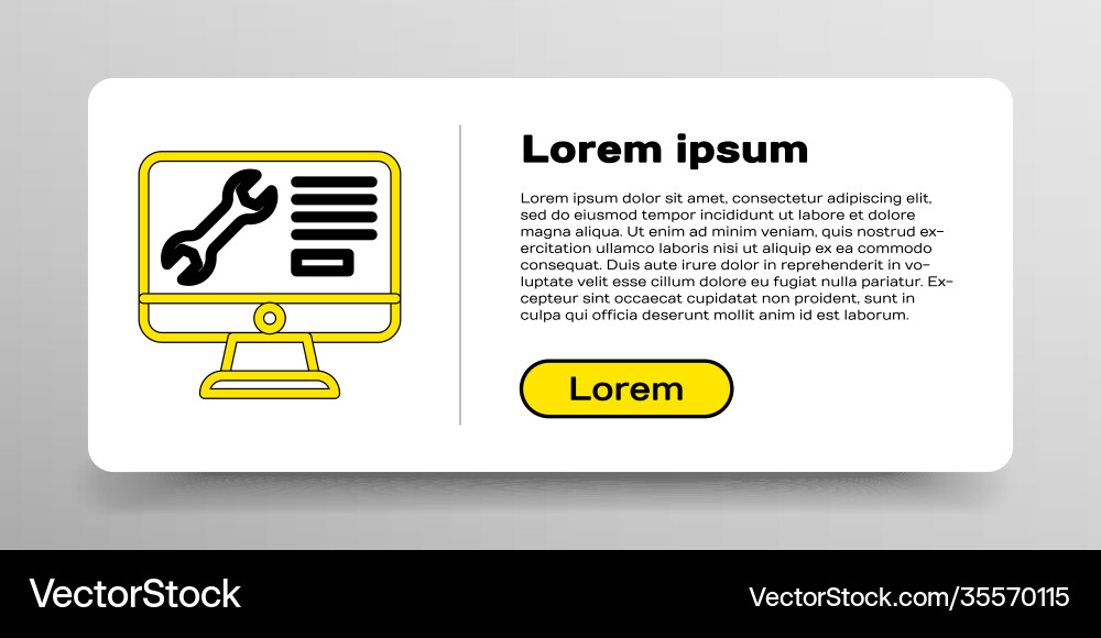 Line computer monitor with wrench icon isolated Line computer monitor with wrench icon isolated vector image