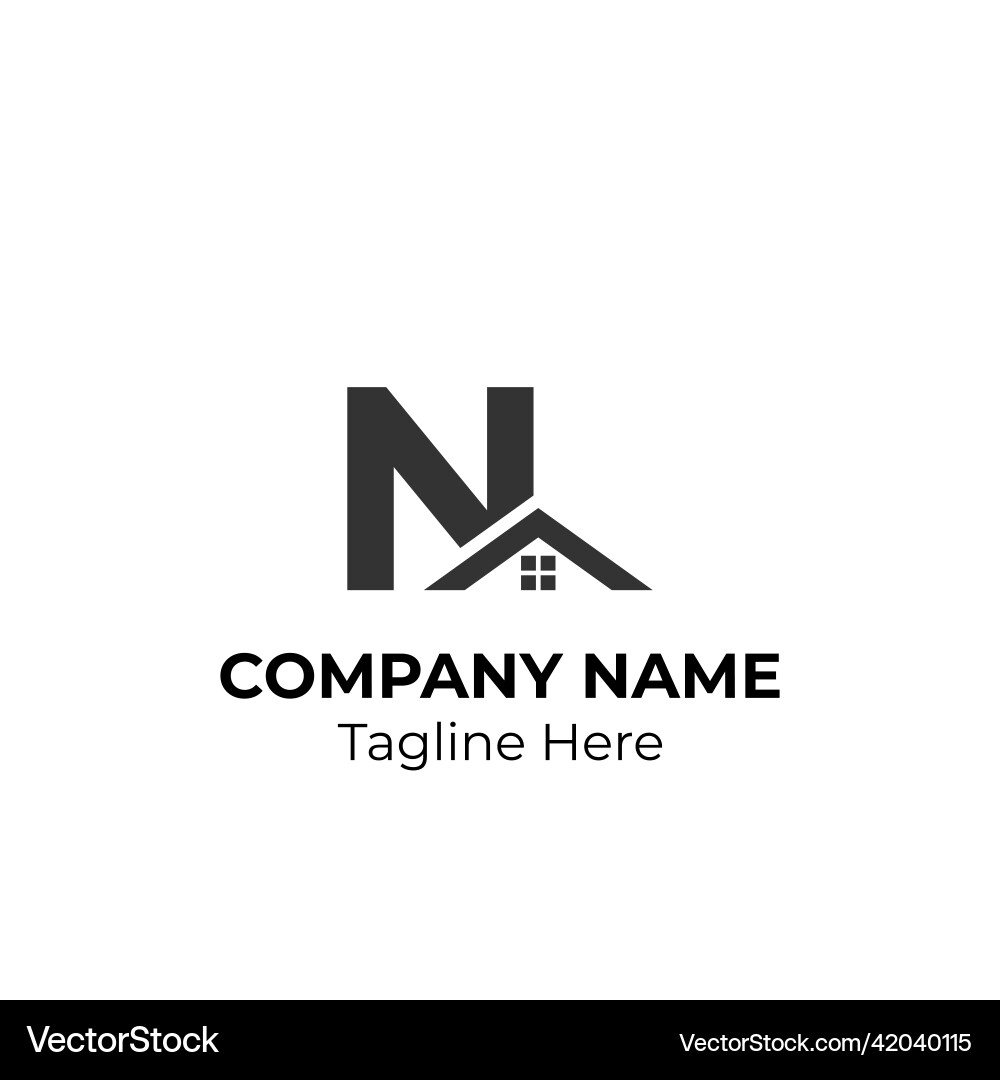 Logogram n with house element Logogram n with house element Vector Image
