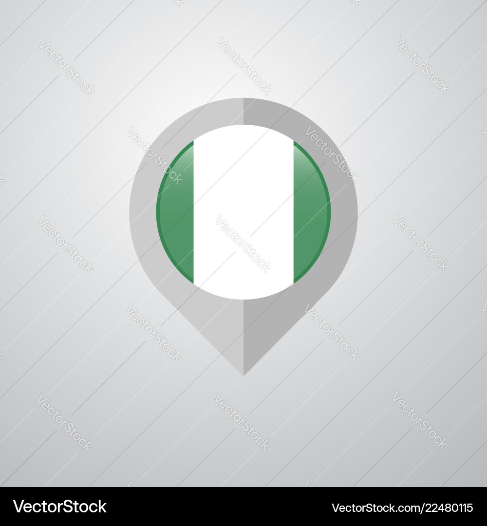 Map navigation pointer with nigeria flag design vector image