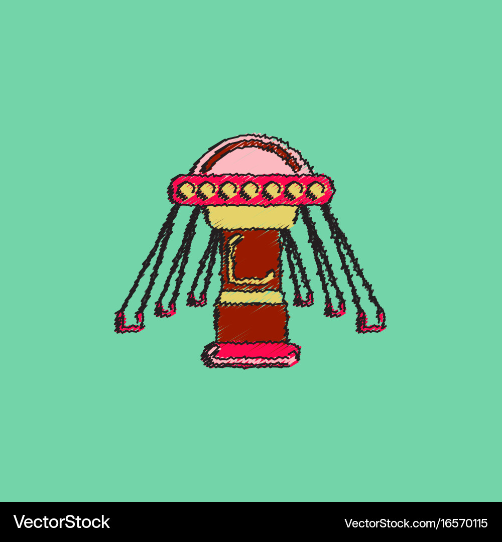 Merry-go-round icon in hatching style vector image