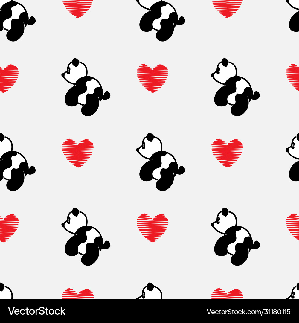 Panda doll repeat pattern seamless cute bear Panda doll repeat pattern seamless cute bear vector image