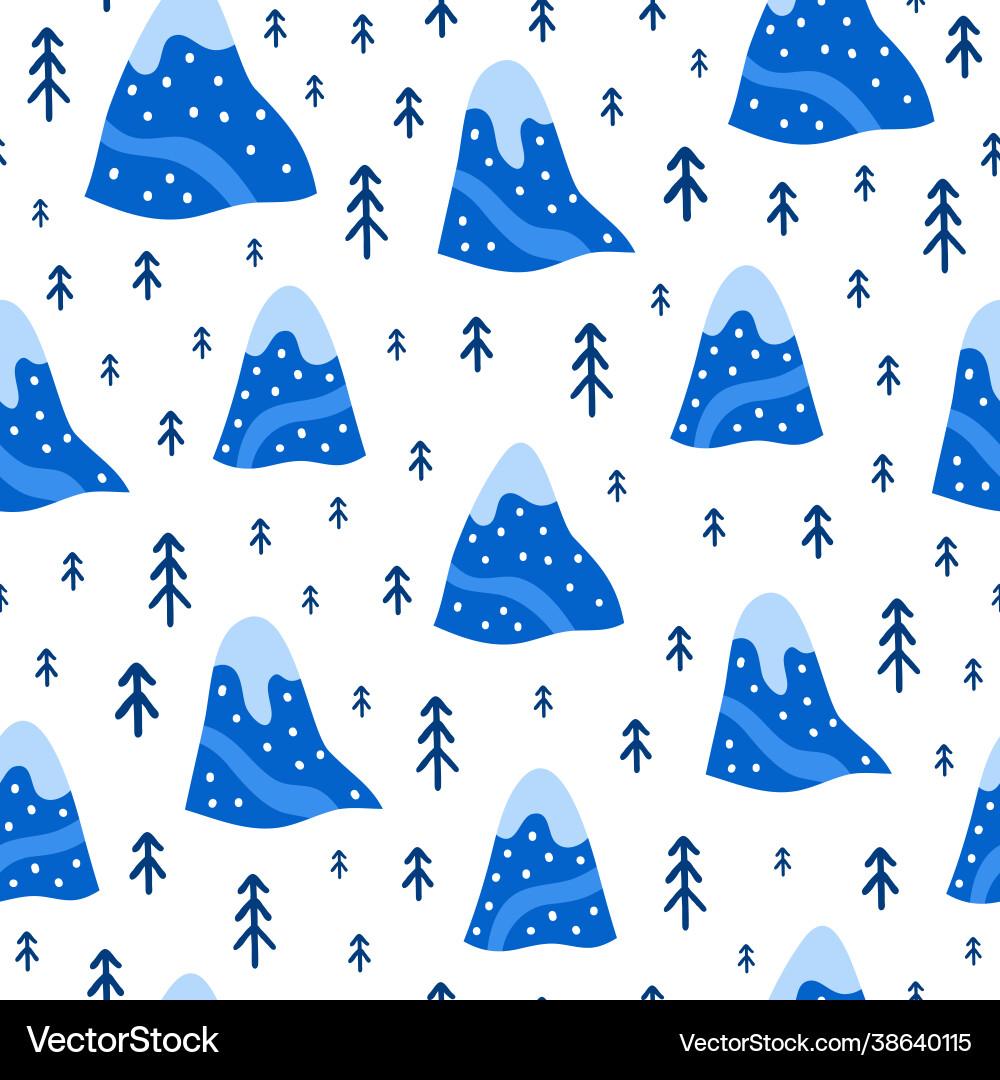 Seamless pattern with mountains and fir trees Seamless pattern with mountains and fir trees Vector Image