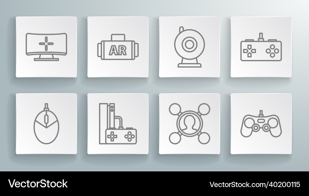 Set line computer mouse gaming ar augmented Set line computer mouse gaming ar augmented vector image