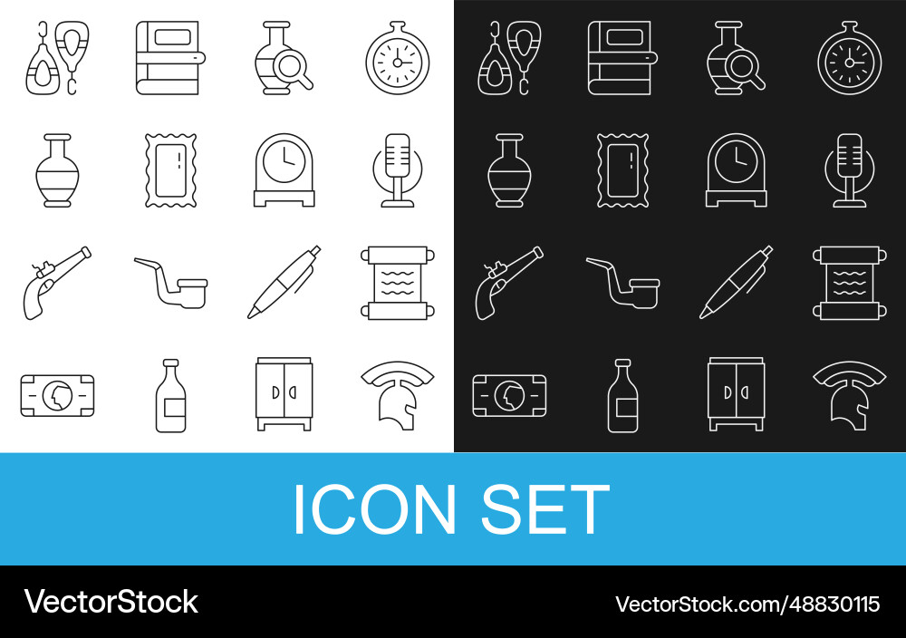 Set line roman army helmet papyrus scroll Set line roman army helmet papyrus scroll Vector Image