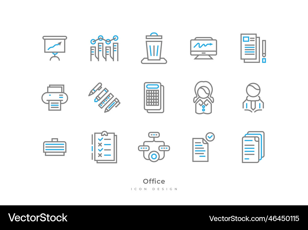 Set of office icons with simple line style Set of office icons with simple line style vector image