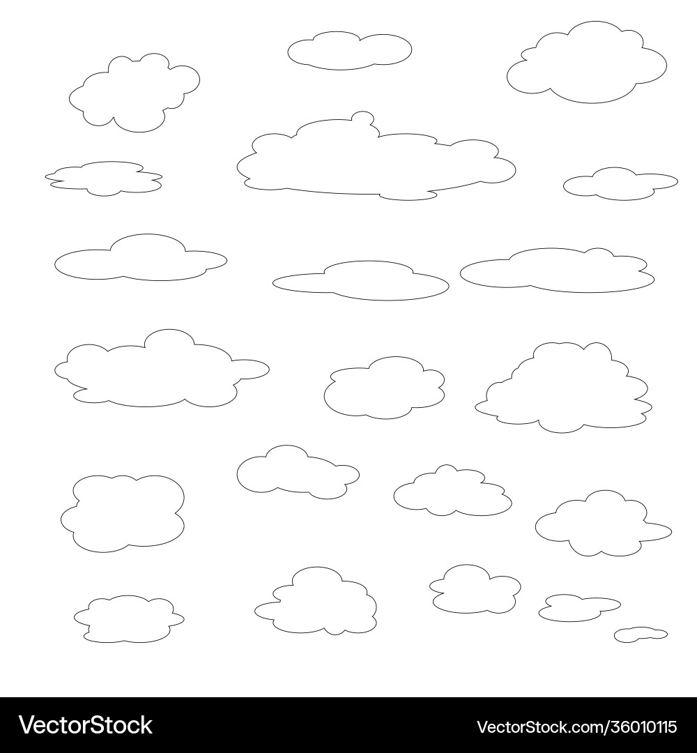 Set sketch clouds realistic elements flat Vector Image