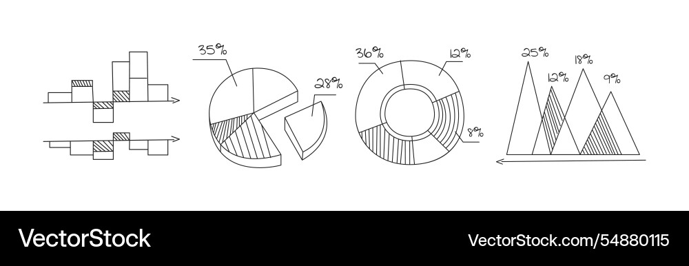 Statistics chart and graph line icon set Statistics chart and graph line icon set vector image