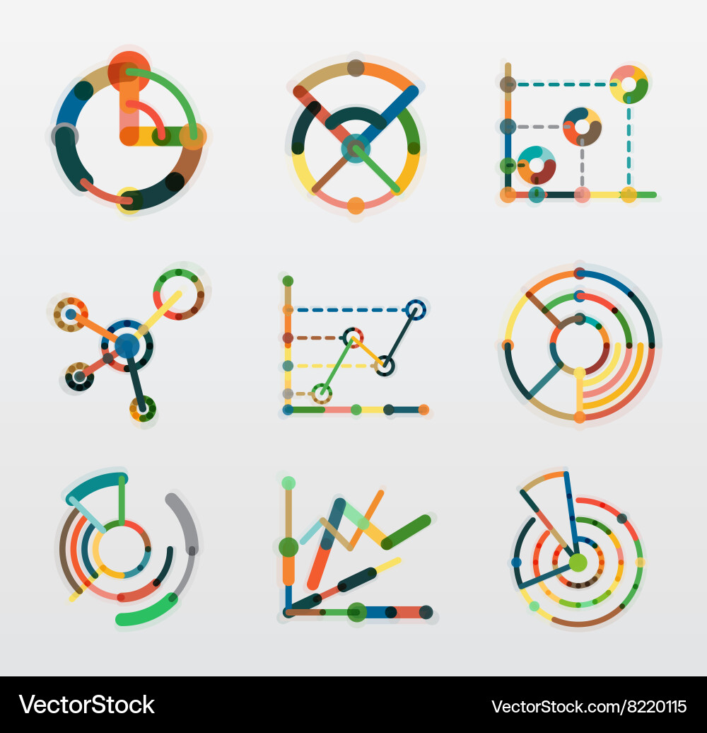Thin line chart logo set graph icons modern Vector Image