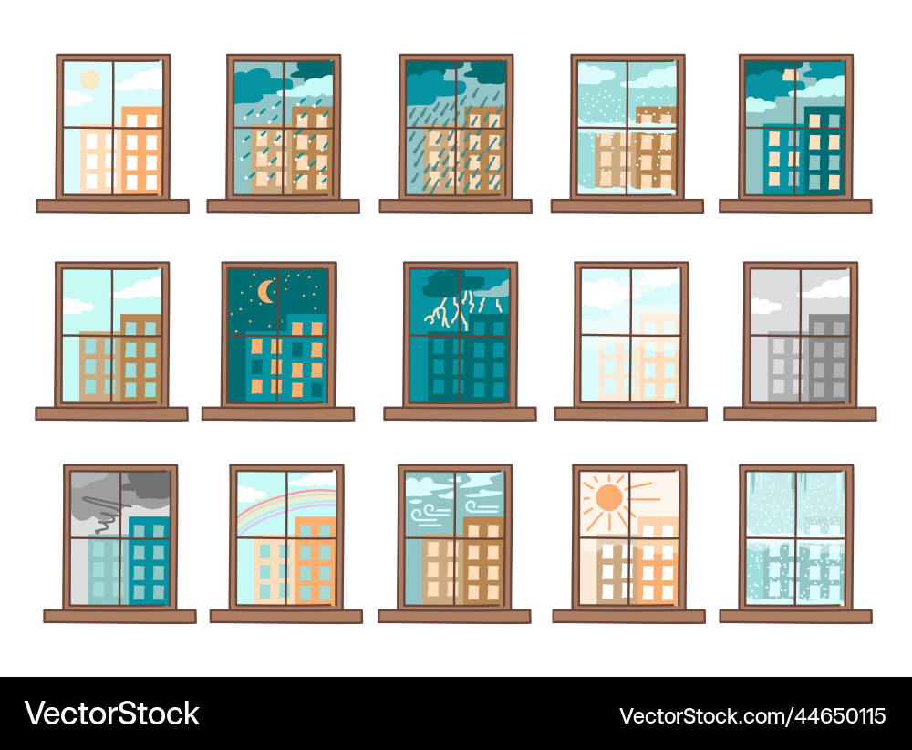 Weather line icons set isolated element Weather line icons set isolated element vector image