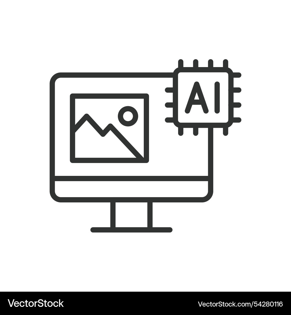 Ai images generation icon in line design vector image