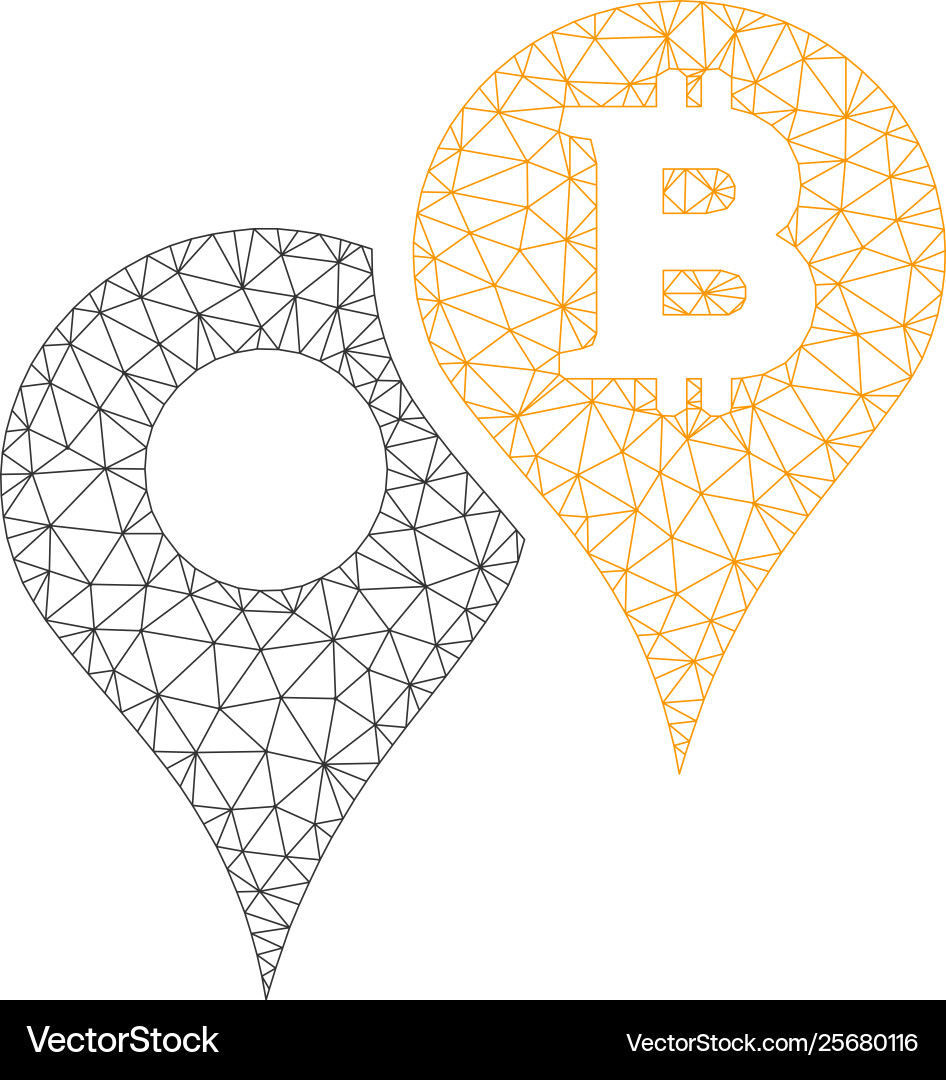 Bitcoin map markers mesh 2d model Bitcoin map markers mesh 2d model vector image