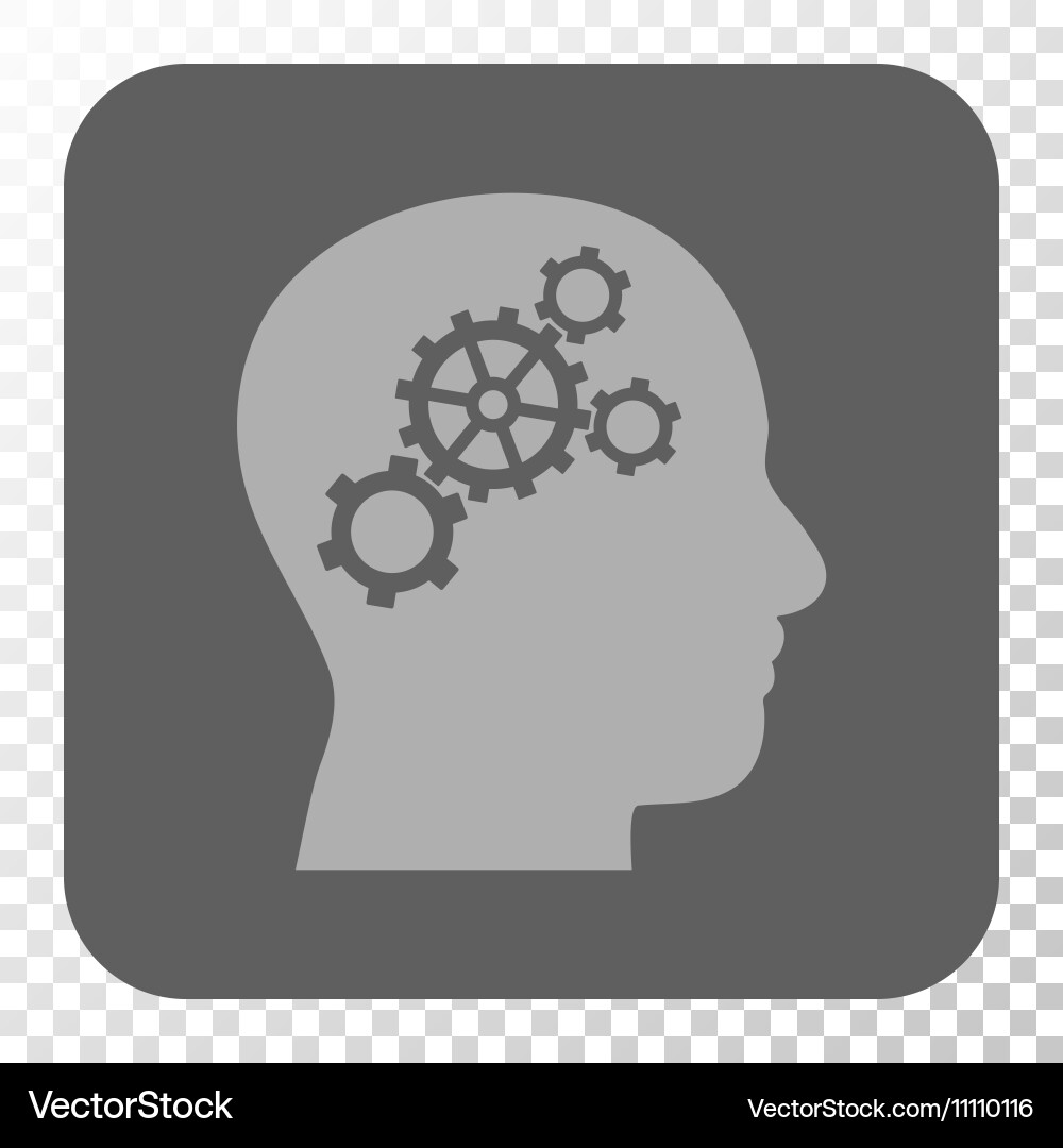 Brain gears rounded square button vector image