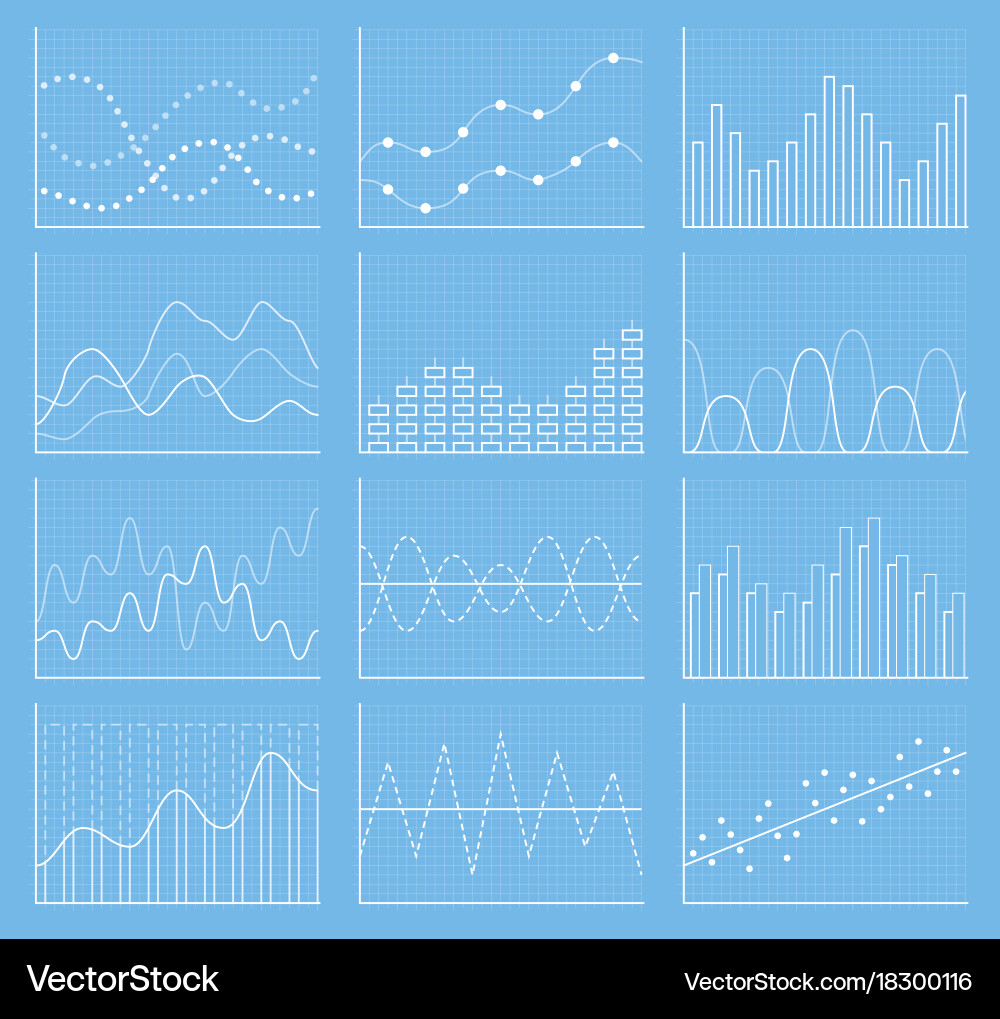 Business chart collection set of graphs data vector image