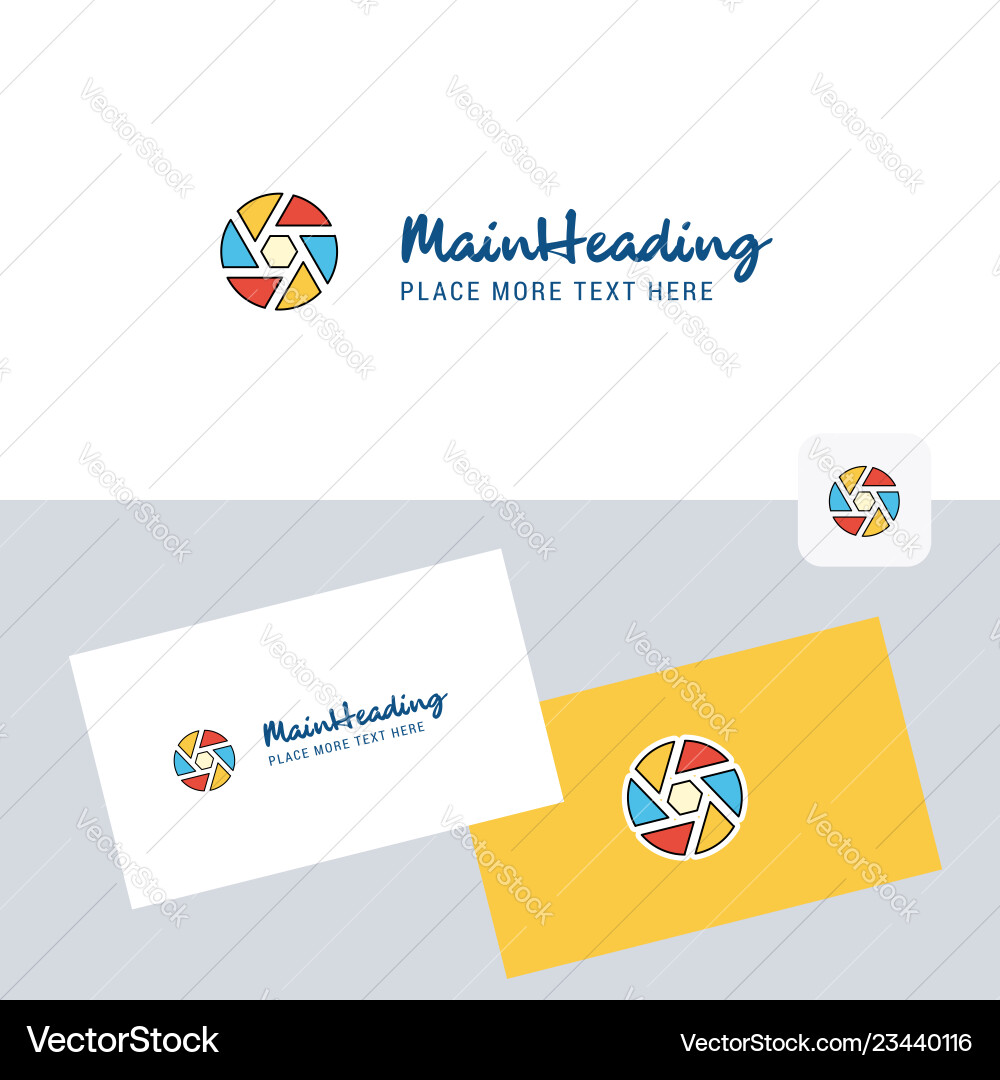 Camera shutter logotype with business card Camera shutter logotype with business card Vector Image