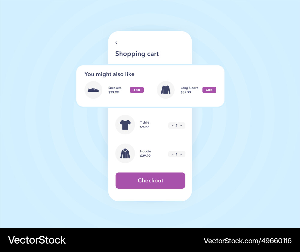 Checkout process with offer of similar and related Checkout process with offer of similar and related vector image