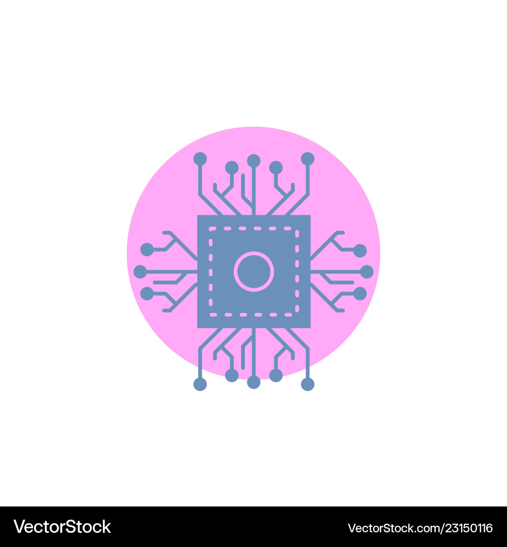 Chip cpu microchip processor technology glyph icon Vector Image