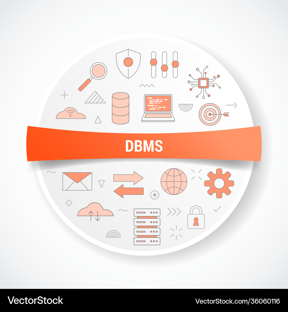 Dbms database management system concept with icon Dbms database management system concept with icon Vector Image