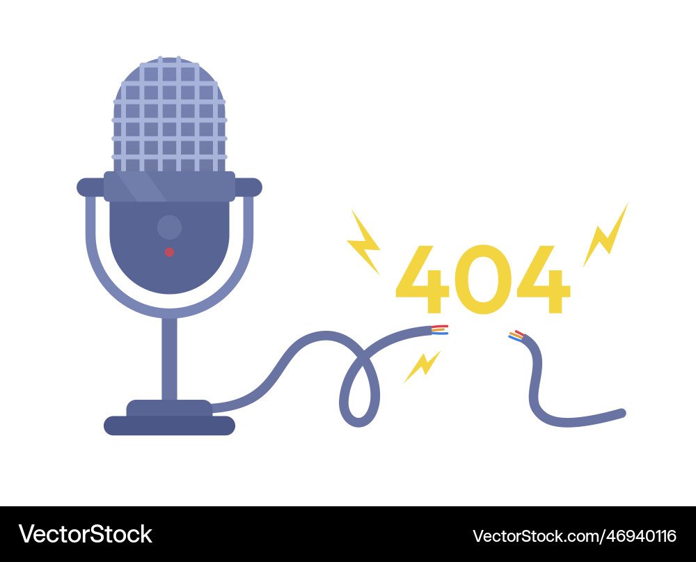 Disconnected mic 404 page error not found Disconnected mic 404 page error not found vector image