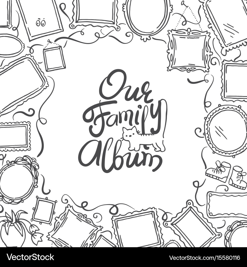 Family photo album cover - freehand drawing Vector Image