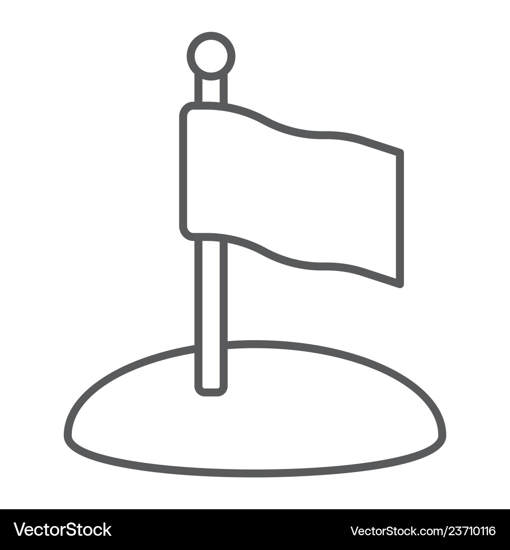 Flag thin line icon game and pointer flagpole vector image