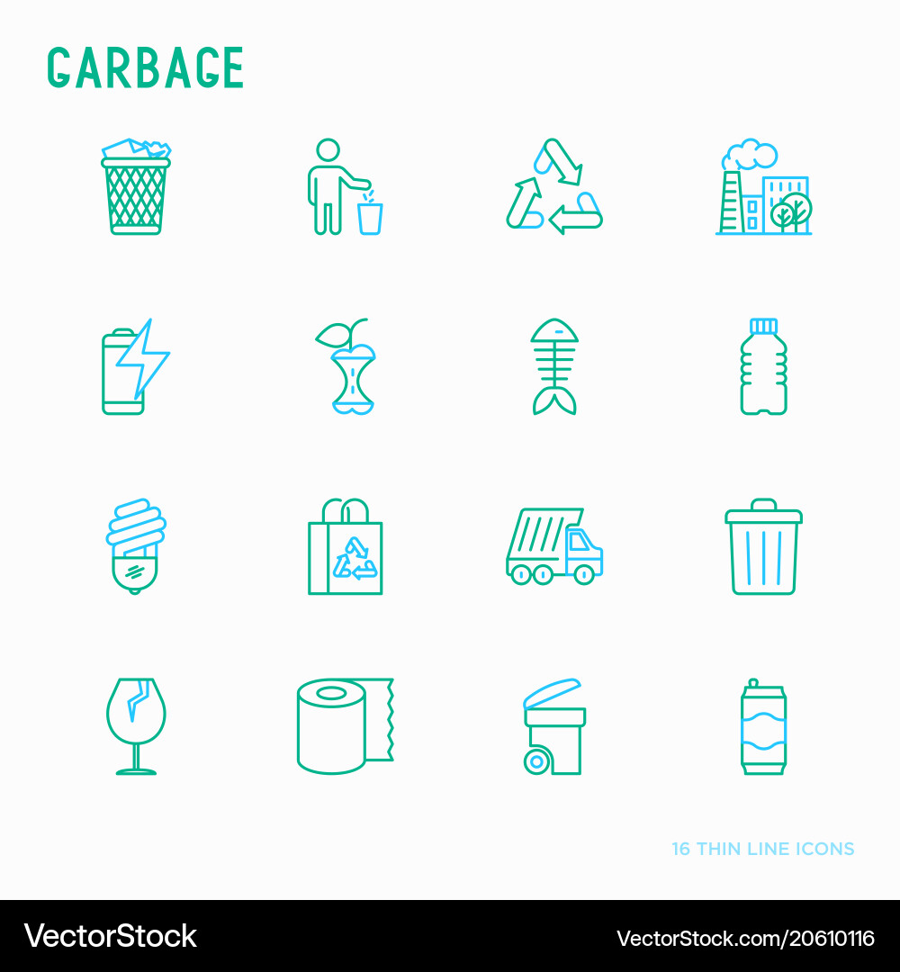 Garbage thin line icons set Garbage thin line icons set vector image