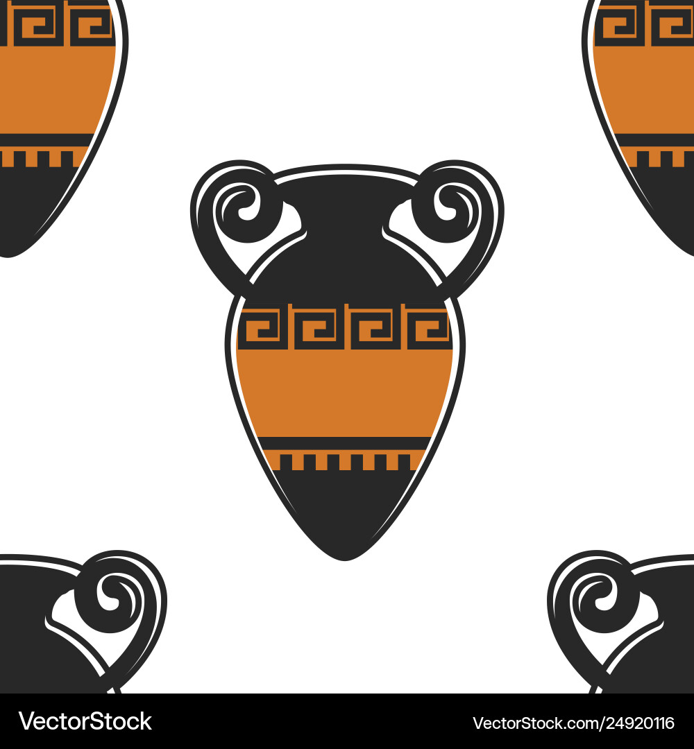 Greece symbol ancient amphora seamless pattern vector image