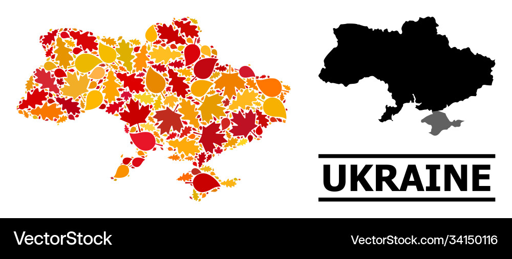 Herbstblätter - Mosaikkarte ukraine Herbstblätter - Mosaikkarte ukraine vektorbild