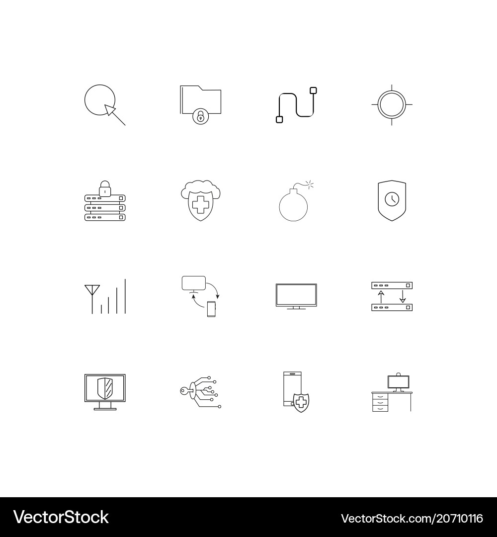 Internet Sicherheit einfache lineare Icons Set Internet Sicherheit einfache lineare Icons Set vektorbild