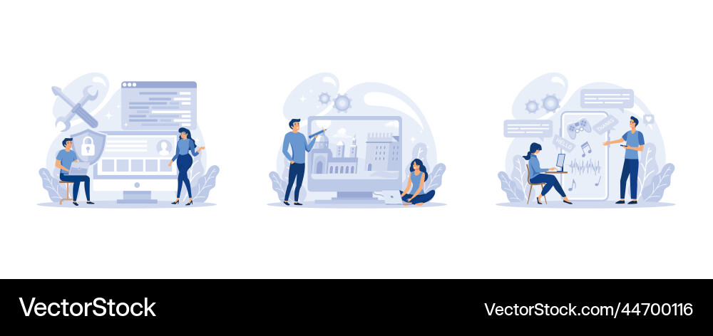 It profession set programmer write software vector image