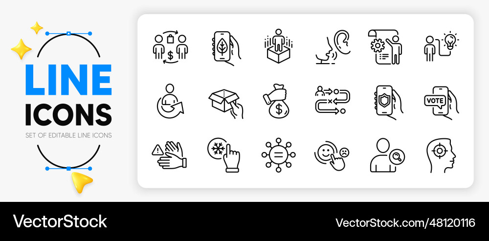 Journey path security app and bribe line icons Journey path security app and bribe line icons vector image