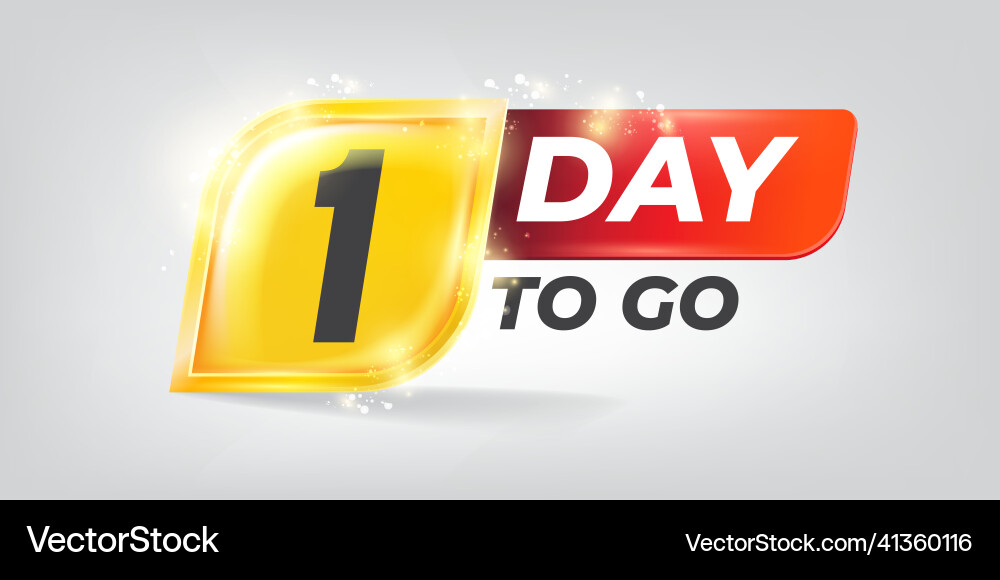 One day to go countdown horizontal banner design vector image