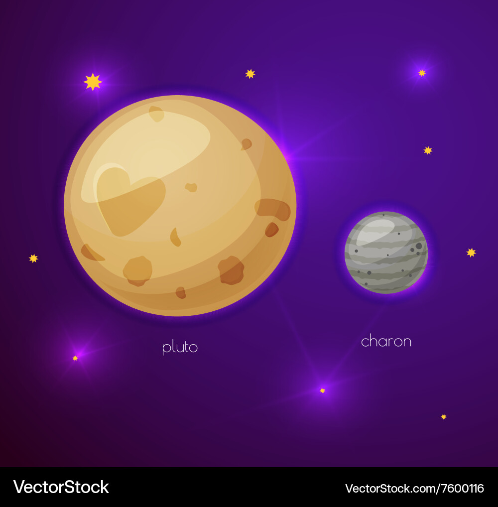 Pluto and its moon charon space objects vector image