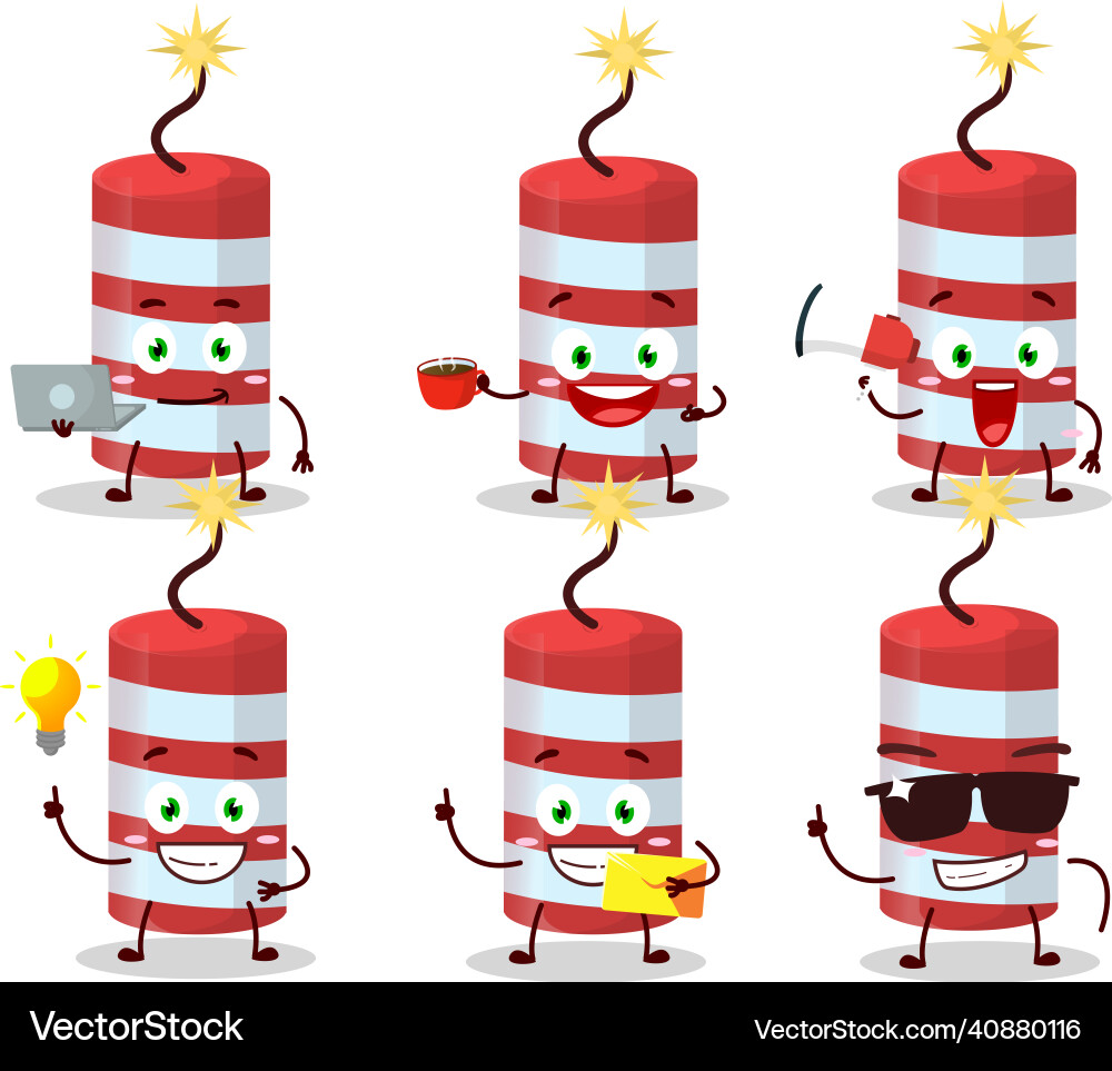 Red firecracker cartoon character with various Vector Image