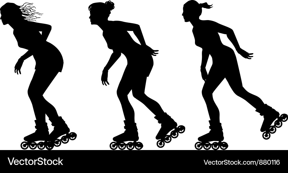 Roller Skating Silhouettes Vektorbild