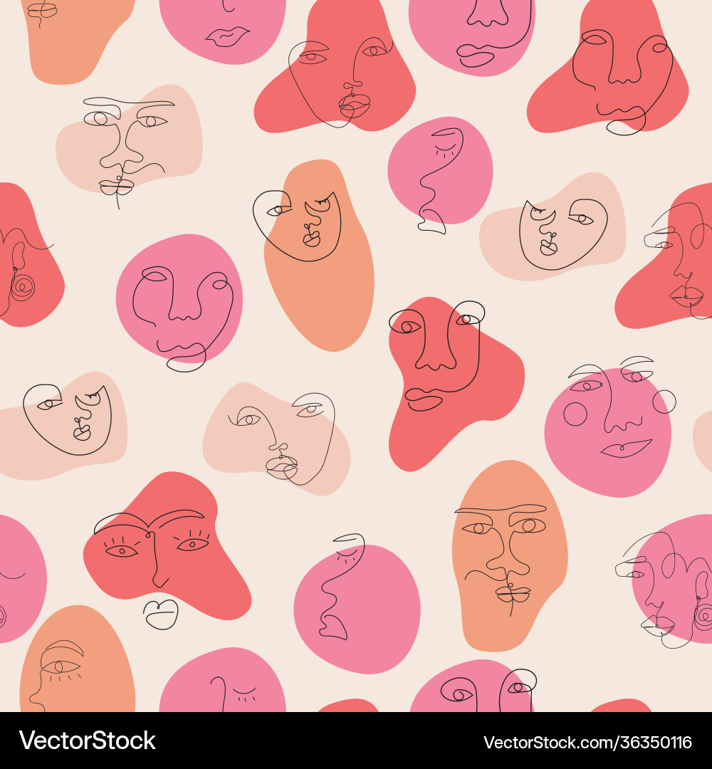 Seamless pattern with surreal face Vector Image
