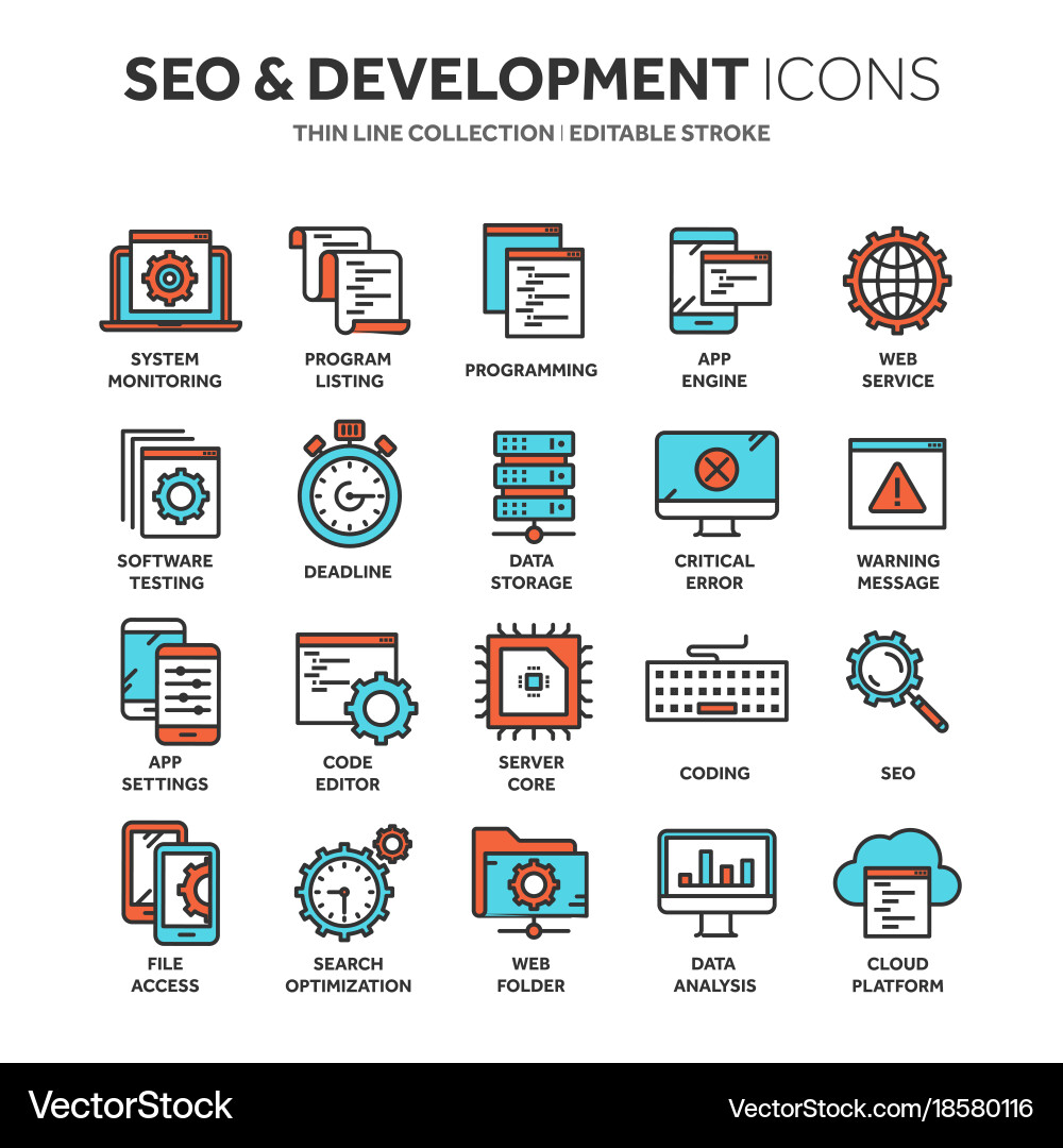Seo and app development search engine vector image