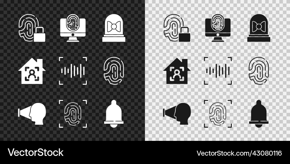 Set fingerprint with lock monitor Set fingerprint with lock monitor vector image