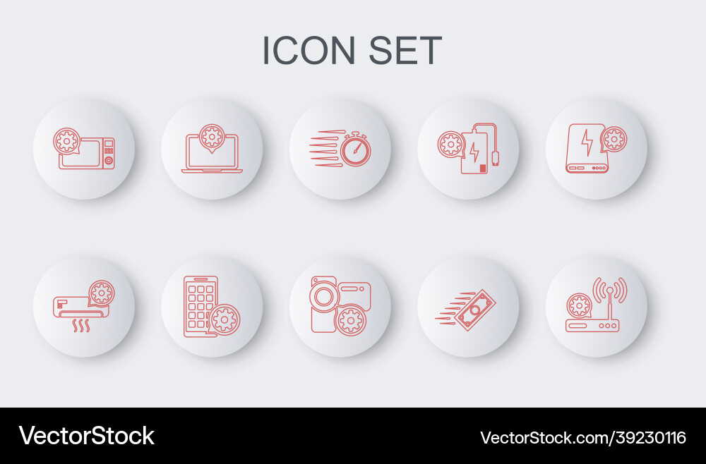 Set line router and wi-fi setting air conditioner Vector Image