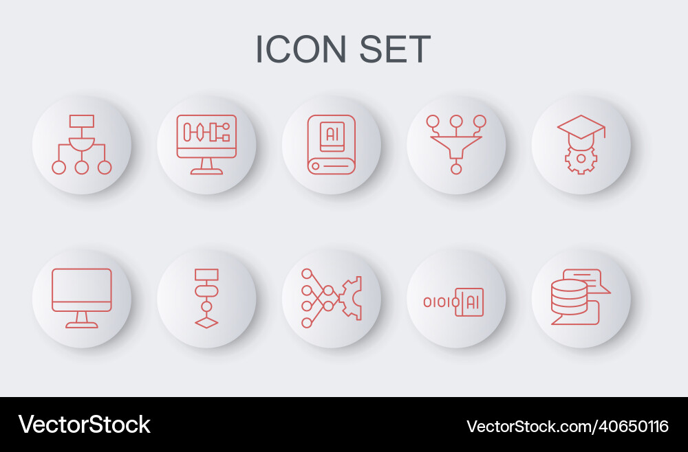 Set line server data computer monitor Set line server data computer monitor Vector Image