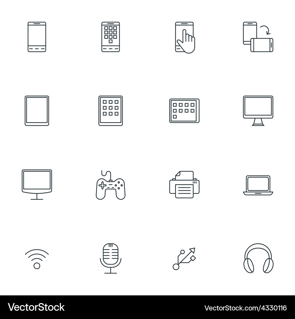 Set of thin line multimedia and devices icons vector image