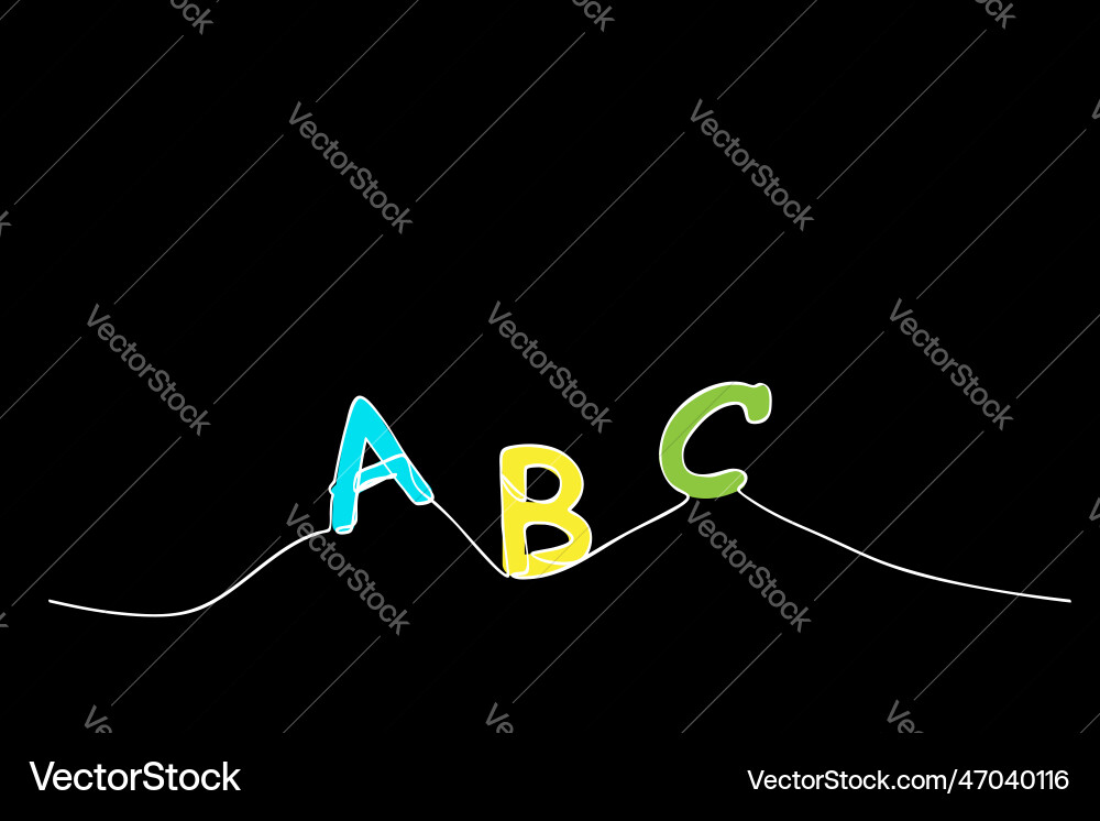 Sketch alphabet uppercase a b c single line vector image