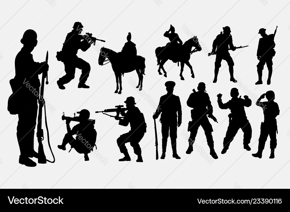 Soldier military army and police silhouette Soldier military army and police silhouette vector image