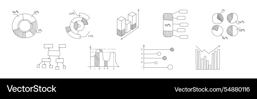 Statistics chart and graph line icon set Statistics chart and graph line icon set vector image